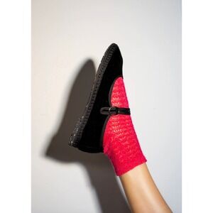 FLABELUS Antonia Velvet Mary Jane Flats NWOT